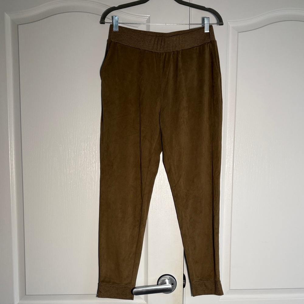 LOGO by Lori Goldstein Tan Suede Pants